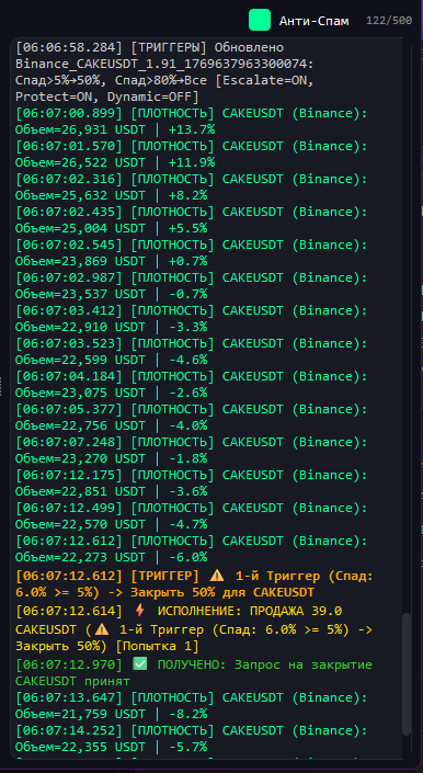 Консоль событий DensityGuard